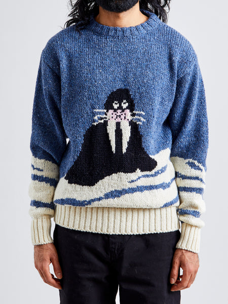 Best Walrus In Town Wool Sweater in Blue – Blue Owl Workshop