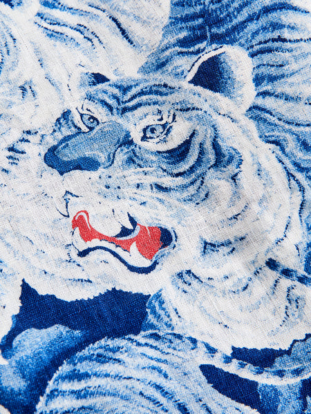 Hawaiian Shirt Tiger Print With Tobacciana Graphics Size 