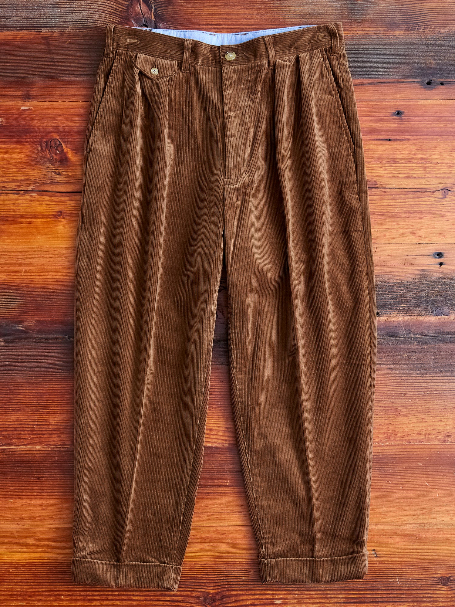 CLUB ROOM Two-pleat Corduroy Pants, Men's Size 34 cotton brown type Vintage Second Hand