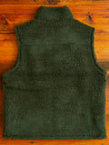 Stand Collar Boa Fleece Vest in Forest