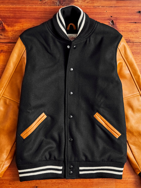 Dark Grey Wool & Leather Varsity Jacket 2023