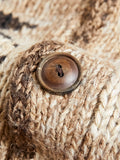 Linen-Silk Shawl Collar Cardigan in Brown Tan Multi