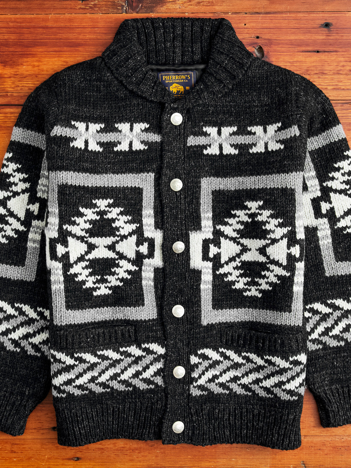 Cowichan Knit Cardigan Sweater in Black – Blue Owl Workshop