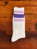 3 Line Crew Length Sock in Purple