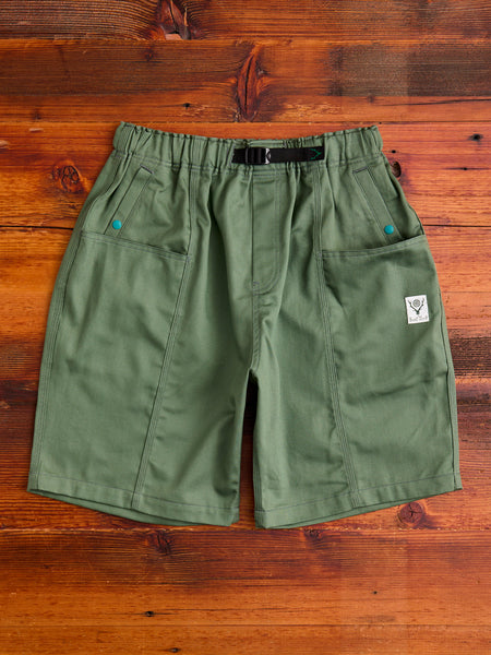 Cotton Twill Belted C.S Shorts in Moss Green
