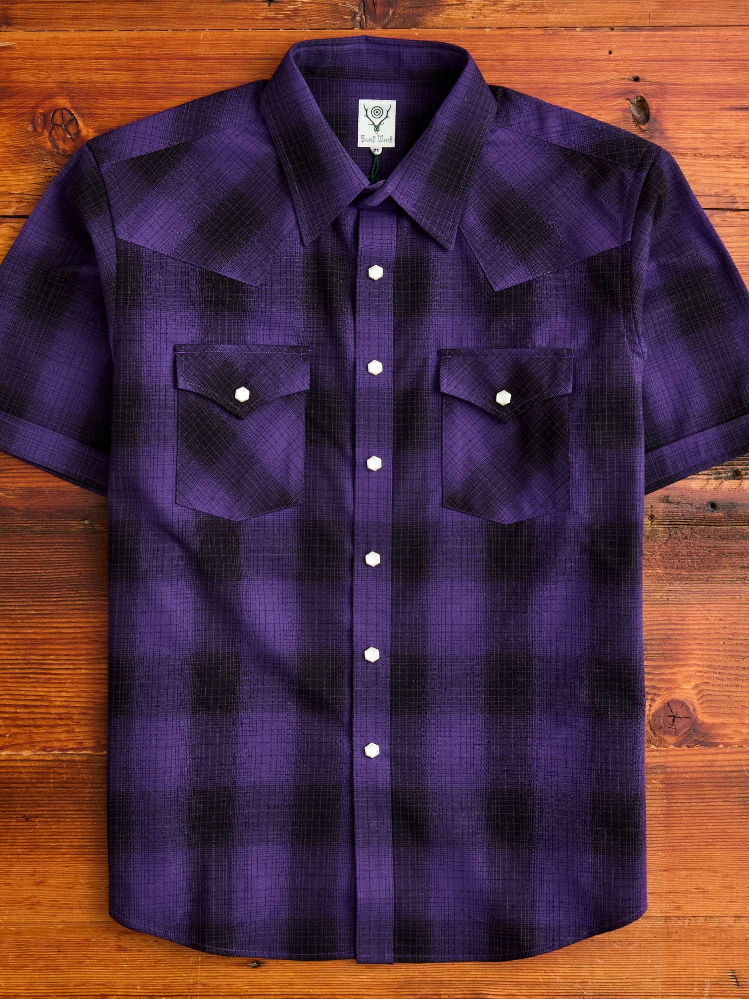 Ombre Plaid Short Sleeve Shirt