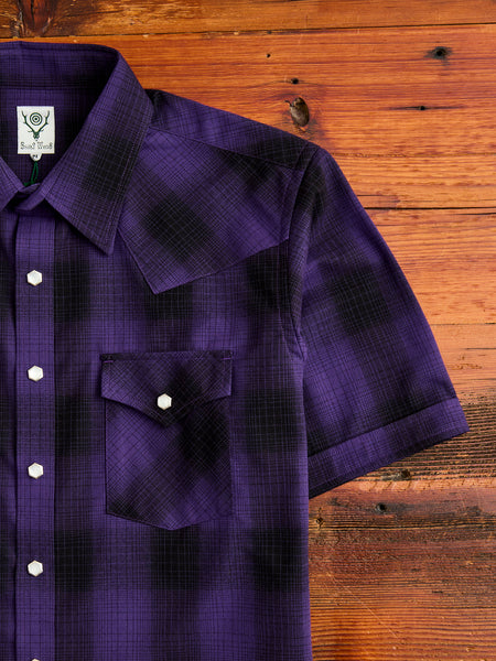 Ombre Plaid Check Western Shirt