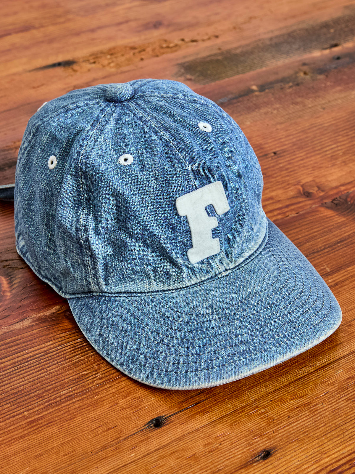 Distressed Patch Denim Baseball Cap in Indigo Blue – Blue  display picture 2