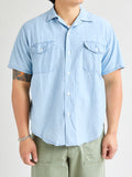 Short Sleeve Work Shirt in Chambray Bleached