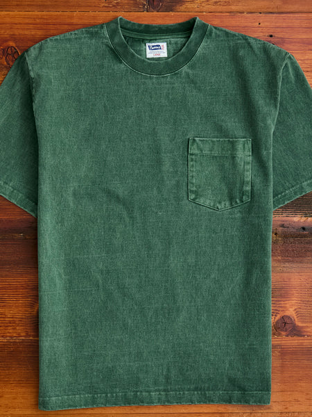 Heavyweight Pigment Dye Pocket T-Shirt in Faded Green