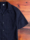 Jacquard Open Collar Shirt in Indigo Paisley
