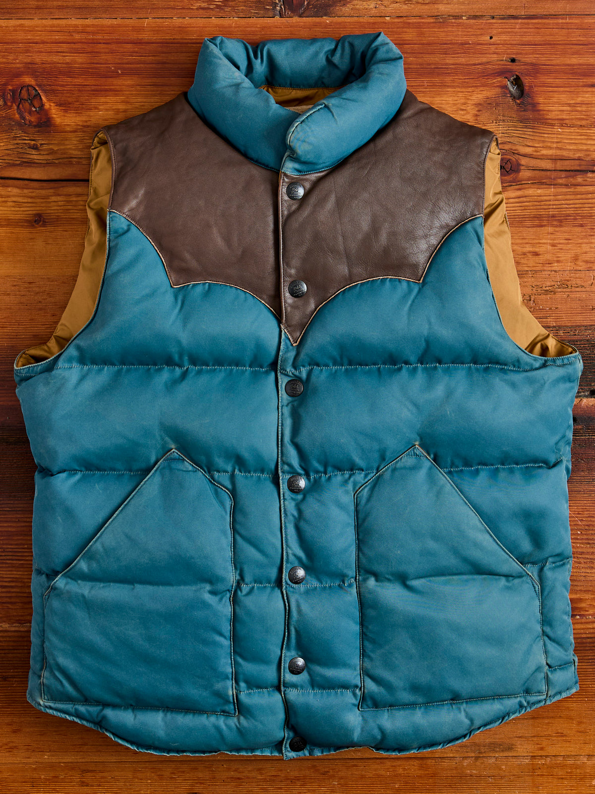 Leather Yoke Quilted Vest in Vintage Blue – Blue Owl Workshop