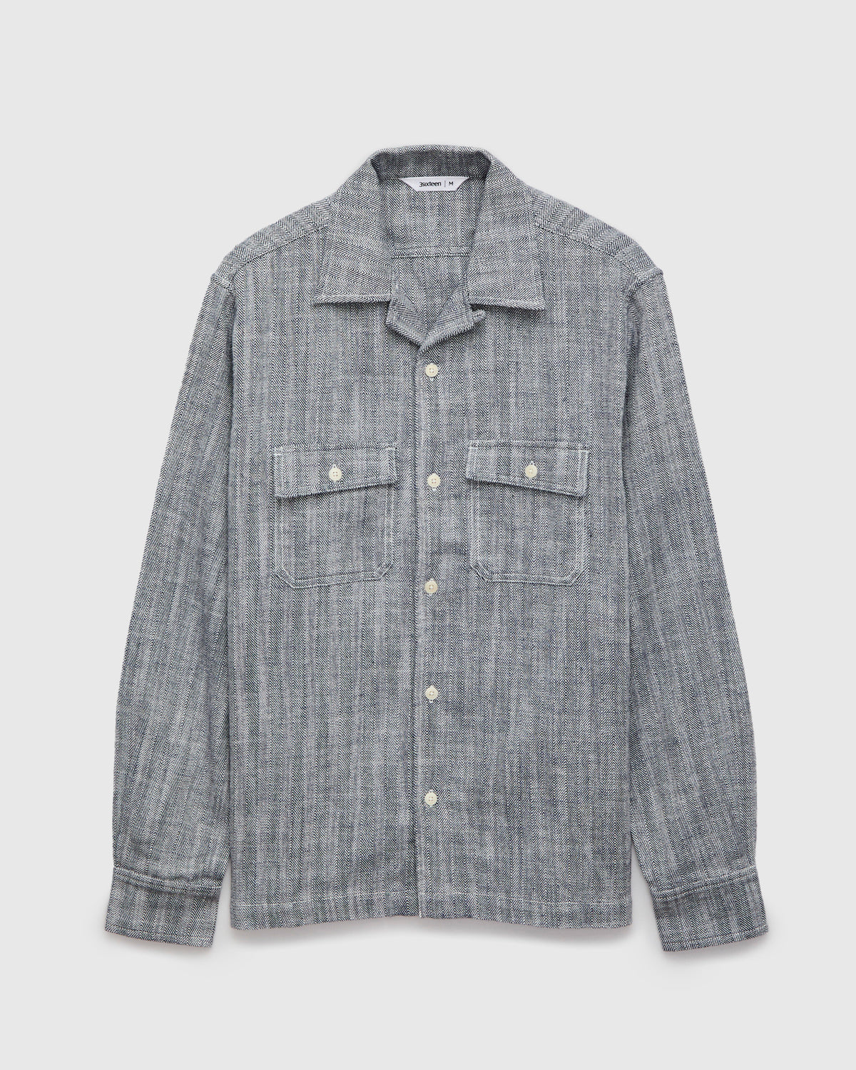 Camp Shirt in Black Linen Herringbone Twill – Blue Owl Workshop