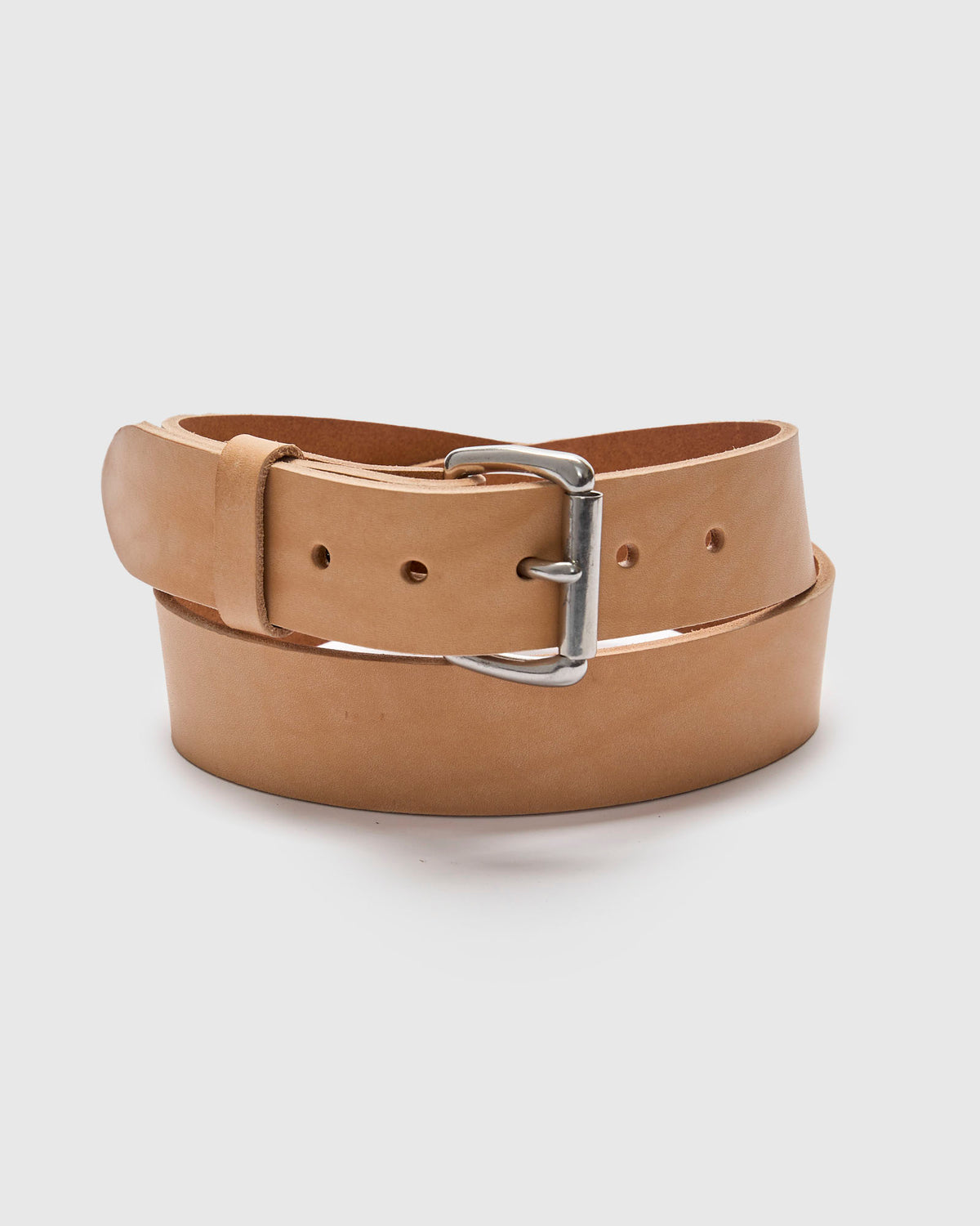 Tanner Ivory Pebbled Italian Leather Belt with Bamboo Accented Buckle Azura Belt - Embossed Tan Italian Leather Jean Belt Light  main image 2