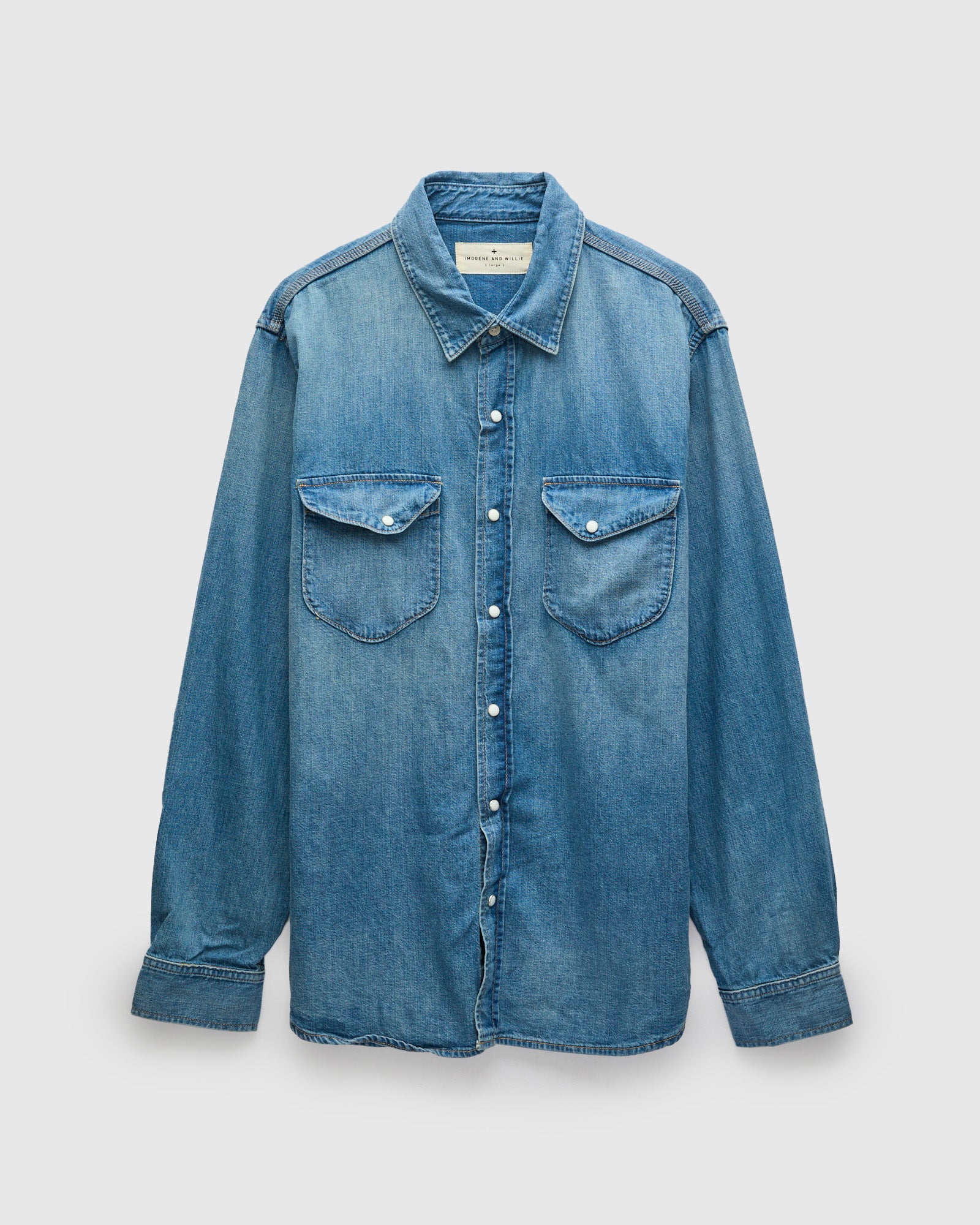 Hayes Pearl Snap Shirt in Washed Indigo – Blue Owl Workshop