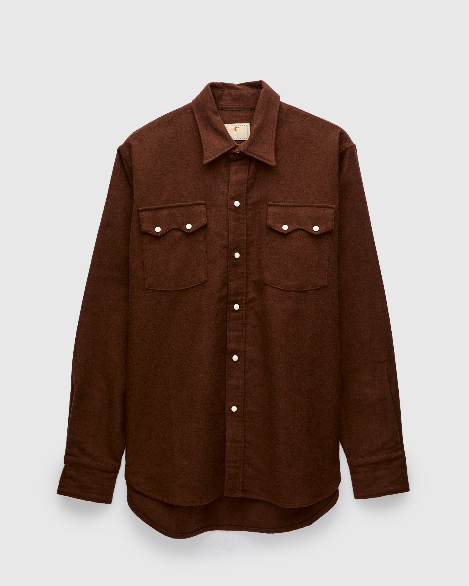 Moleskin Pearl Snap Shirt in Cocoa – Blue Owl Workshop