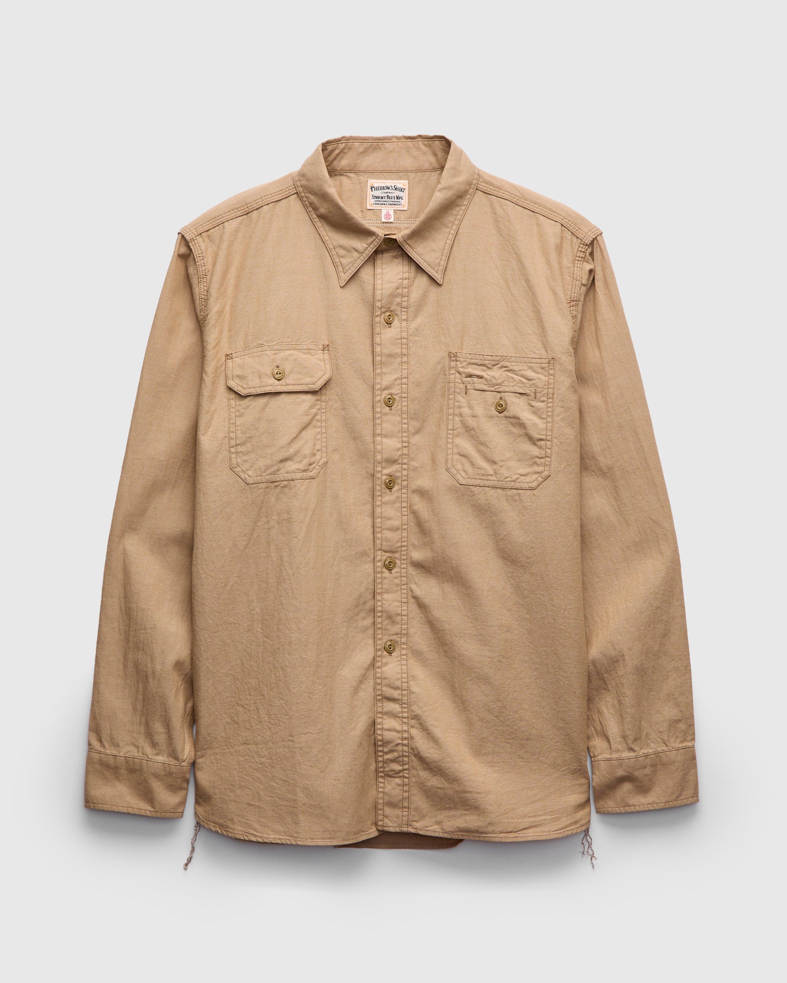 Selvedge Chambray Workshirt in Beige – Blue Owl Workshop