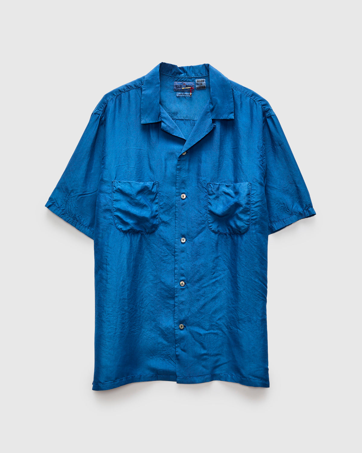 Silk Habutae Short Sleeve Shirt in Pure Light Indigo – Blue Owl 