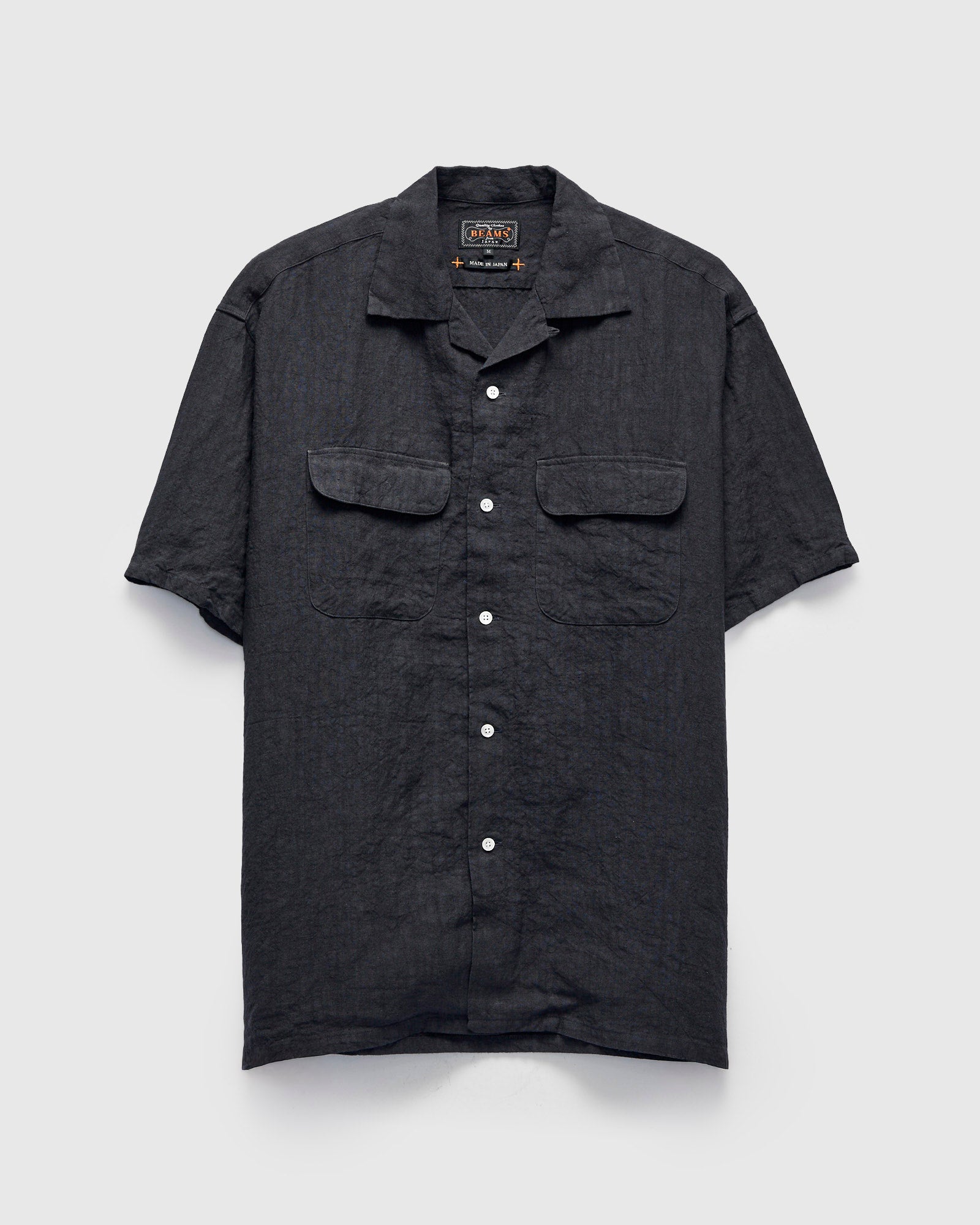 1/40 Linen Open Collar Shirt in Charcoal – Blue Owl Workshop 1/40 Linen Open Collar Shirt in Charcoal – Blue Owl Workshop
