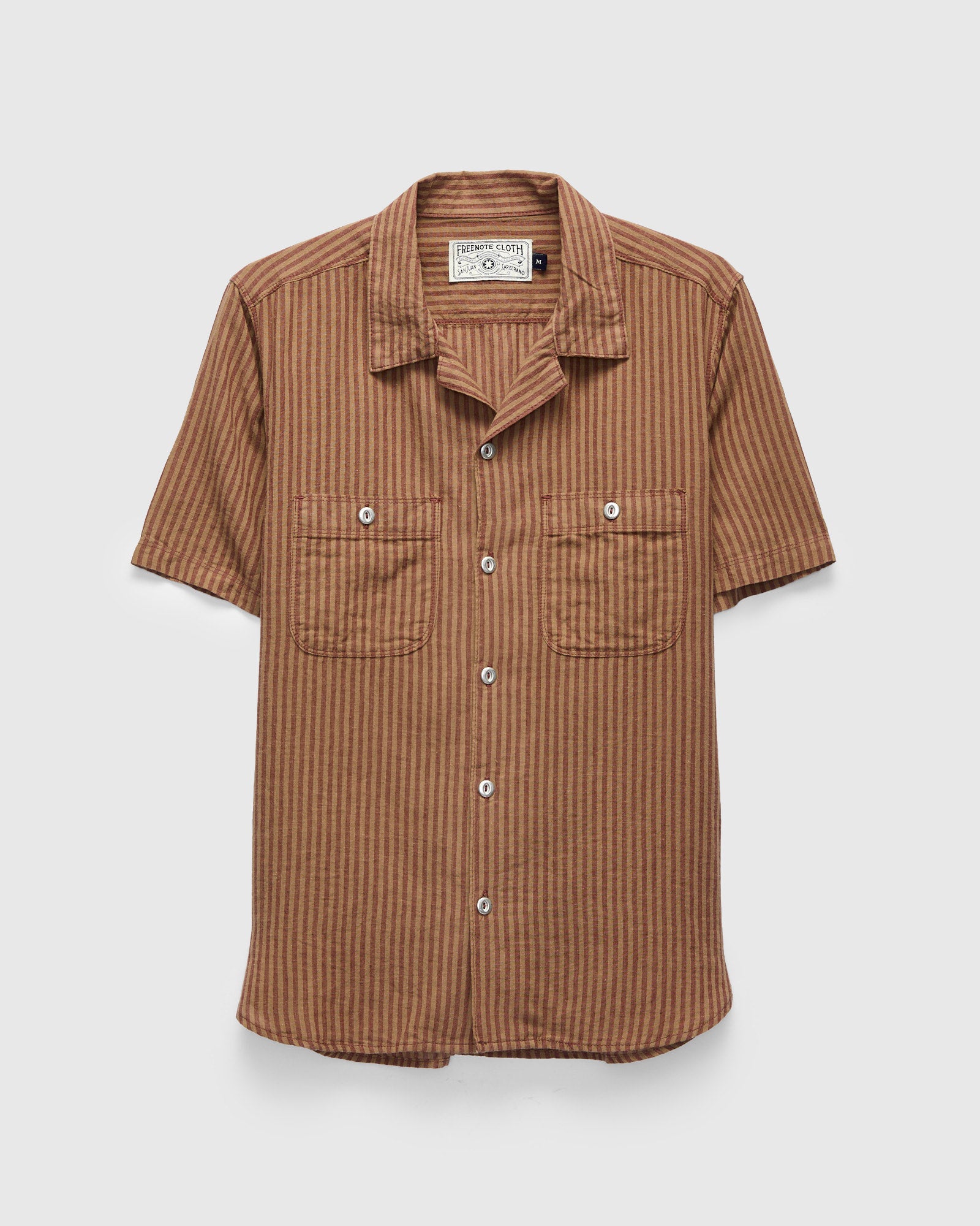 Dayton Short Sleeve Workshirt in Terracotta Stripe – Blue Owl Workshop