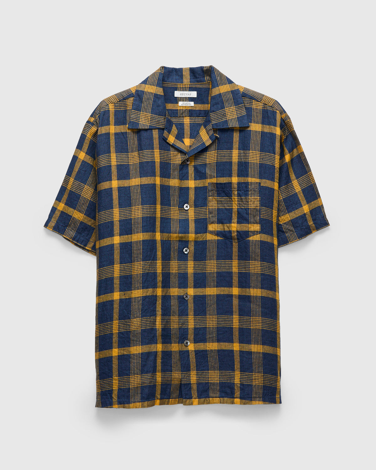 Le Point Open Collar Shirt in Navy Yellow – Blue Owl Workshop