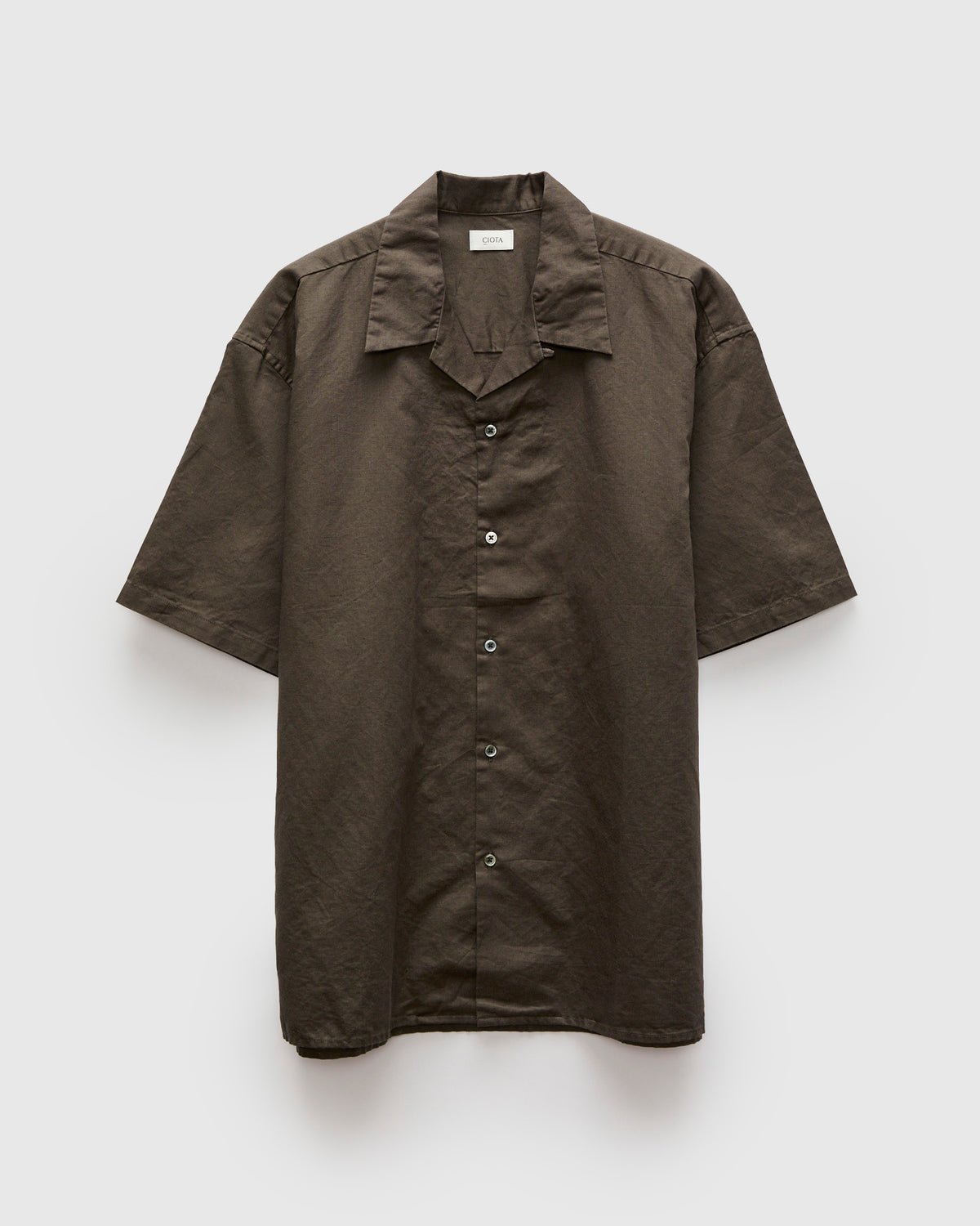 Linen Blend Open Collar SS Shirt in Charcoal Grey – Blue Owl Workshop