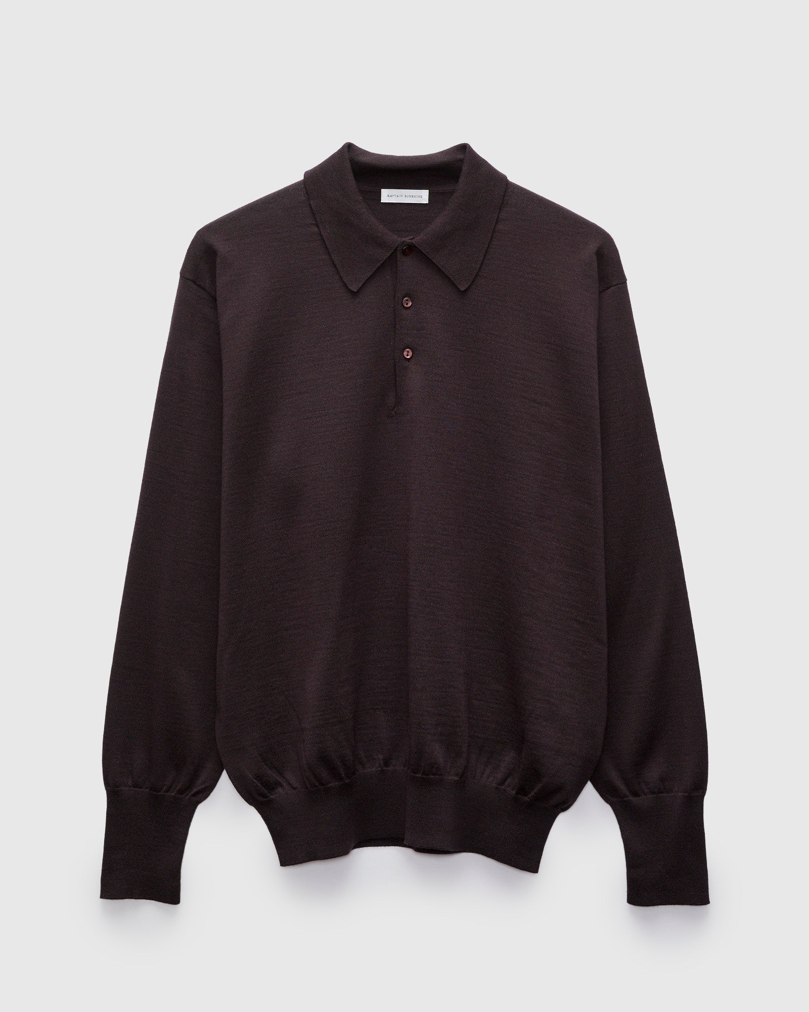 Cotton Wool High-Gauge Knit Polo in Espresso – Blue Owl Workshop