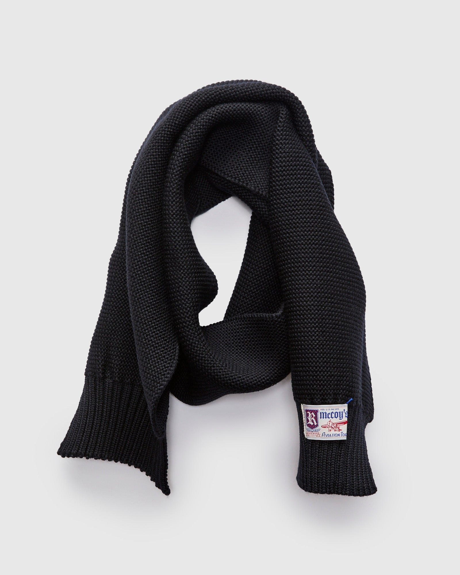 GUSHLOW&COLE】Mixed Scarf Merino / NAVY Blue Merino Wool Mix Cable