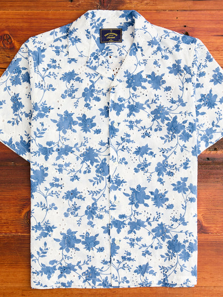 Minho Button-Up Shirt in White Blue
