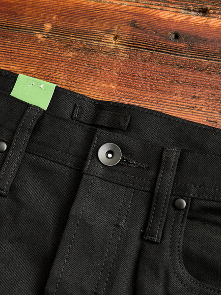 Unbranded UB644 Relaxed Tapered Jeans - 11oz Solid Black Stretch Selvedge