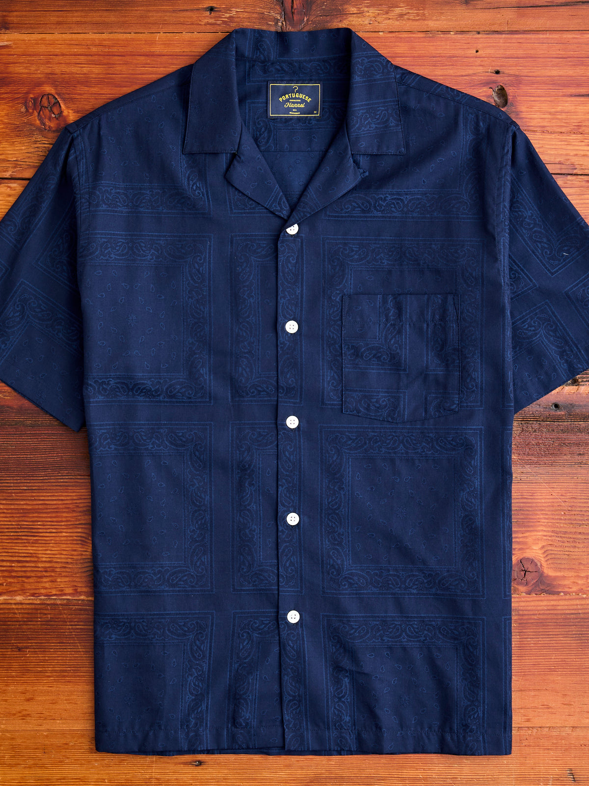 Navy Blue Paisley Print Button-Up Top