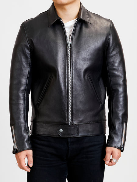 AD Sheepskin Leather Center Zip Jacket in Black – Blue Owl Workshop