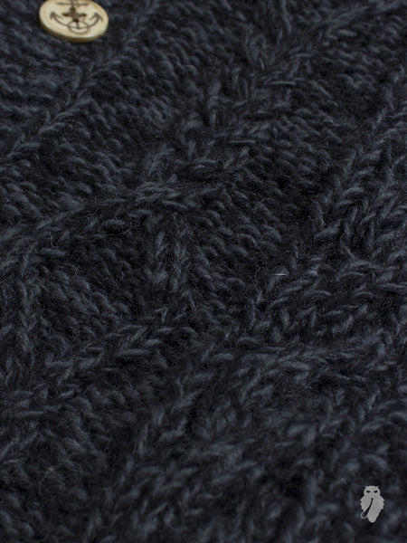 Cardigan Blue Charcoal Workshop Cable Knit Owl Cowichan\