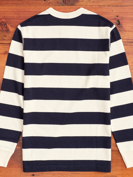 Striped Border Long Sleeve T Shirt in Navy