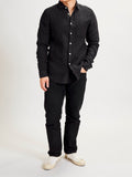 Linen Button-Up Shirt in Black