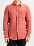 Linen Button-Up Shirt in Terracota