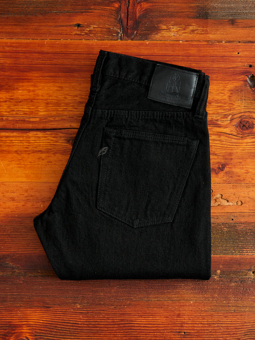 TCD-013-BK "Teacore Black" 14oz Rinsed Black Selvedge Denim - Slim Tapered Fit