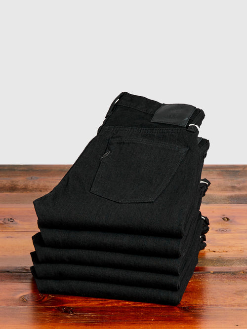 TCD-013-BK "Teacore Black" 14oz Rinsed Black Selvedge Denim - Slim Tapered Fit