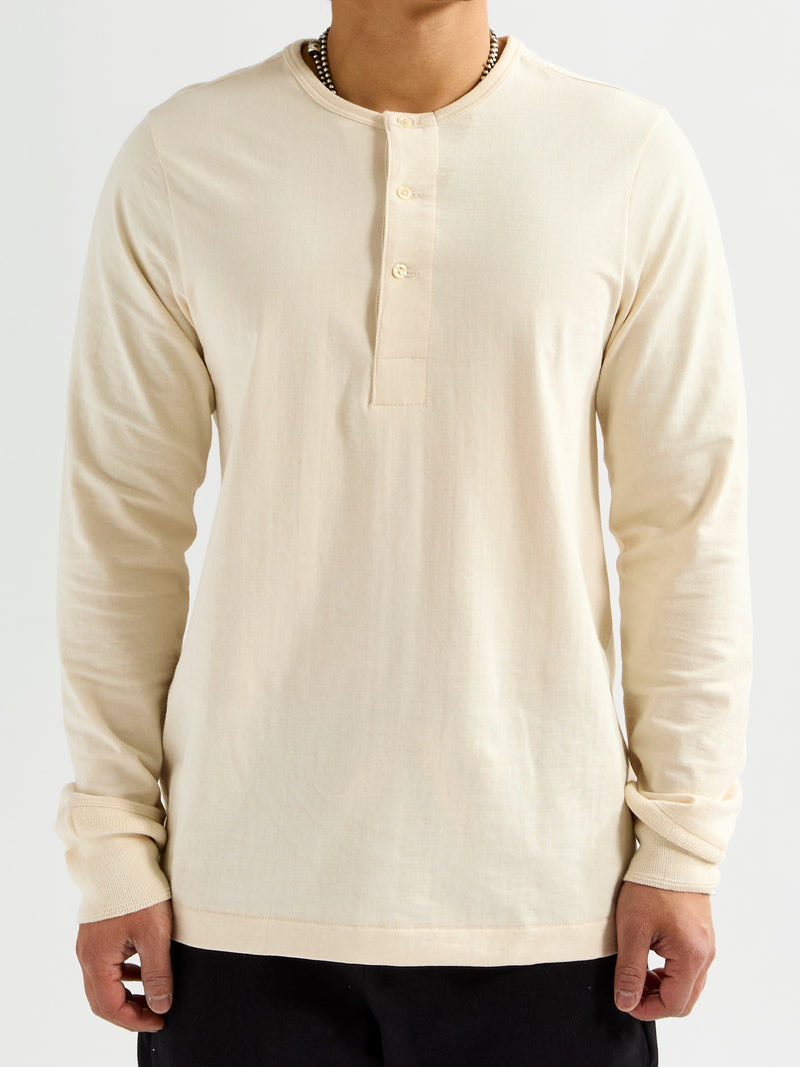 206 "Good Originals" 7.2oz Loopwheel Henley in Natural