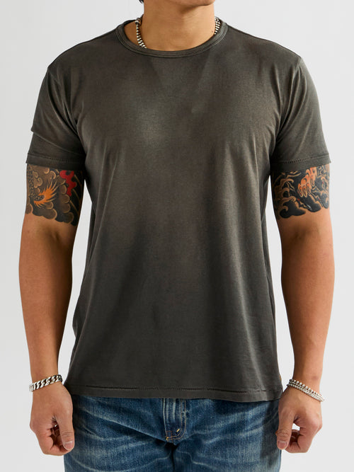 Vintage Knit T-Shirt in Squire Brown Black