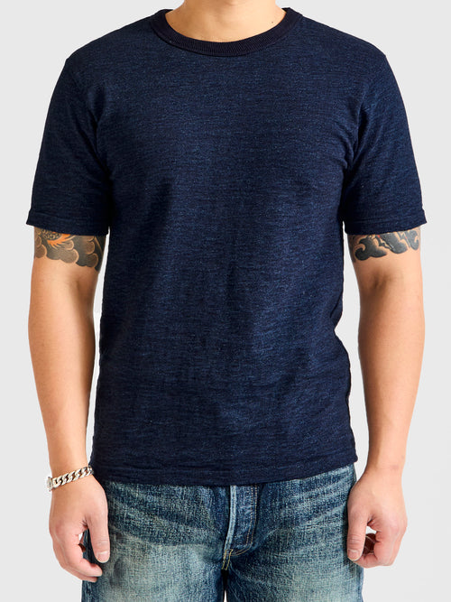 No. 7 Yarn Dyed Short Sleeve T-Shirt in Indigo