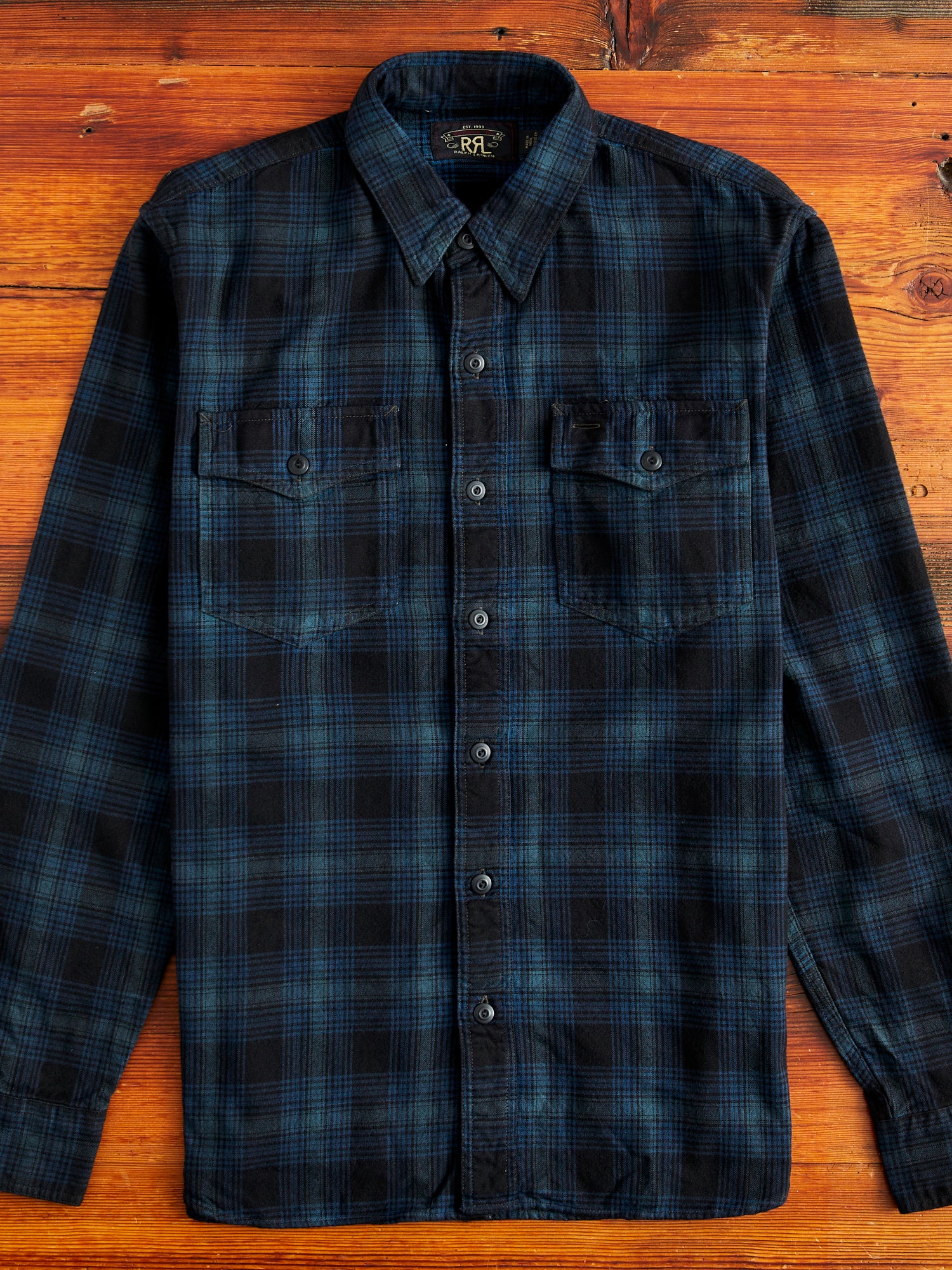 RRL Plaid Canvas Workshirt Blue/Black美品 Herc Canvas Workshirt in Blue/Black – Blue Owl Workshop