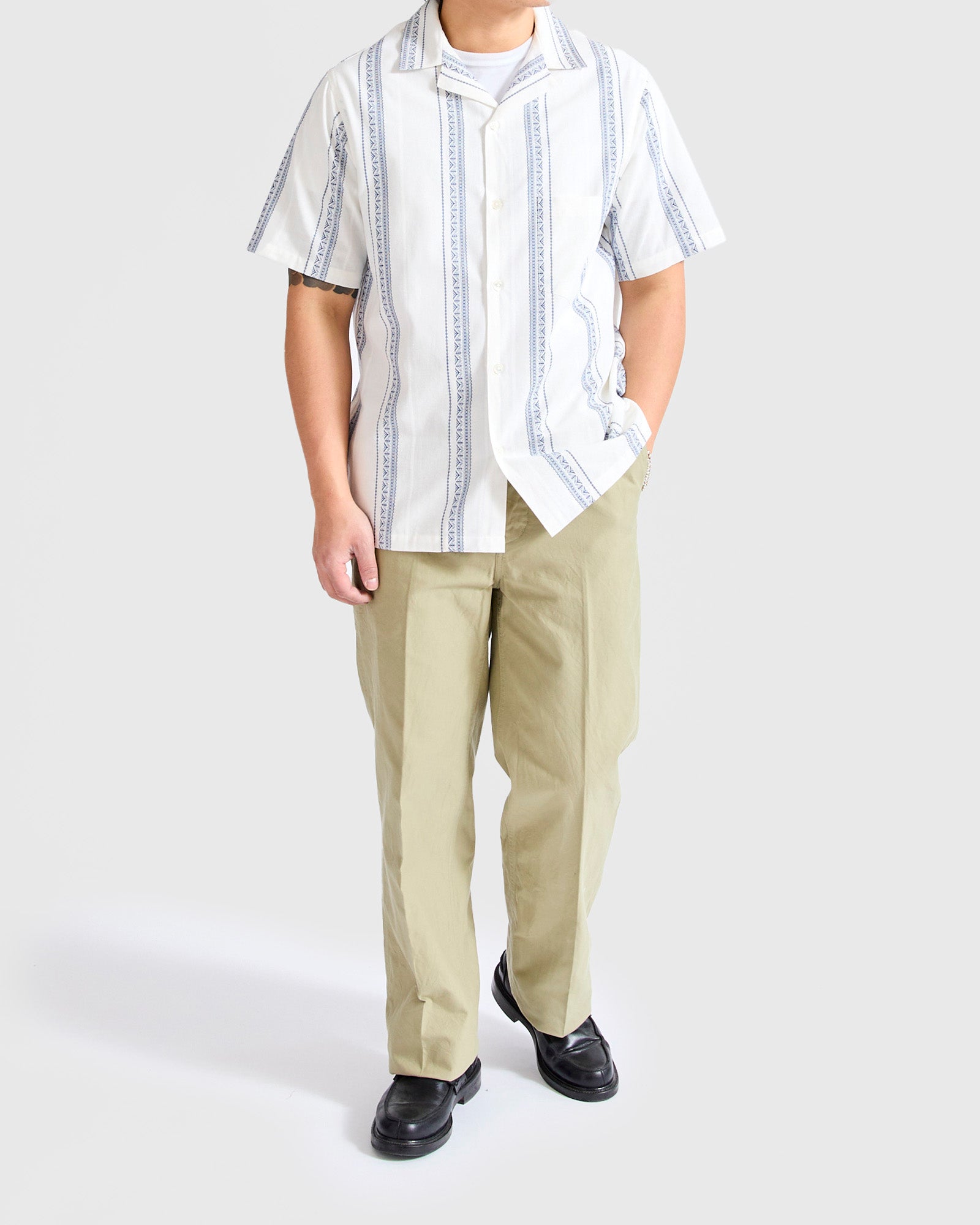 Alqueva Shirt in White Blue – Blue Owl Workshop