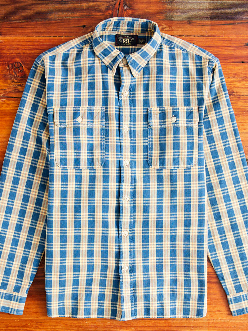Matlock Plaid Workshirt in Blue Yellow Blue Owl Workshop Matlock Plaid Workshirt in Blue Yellow Blue Owl Workshop
