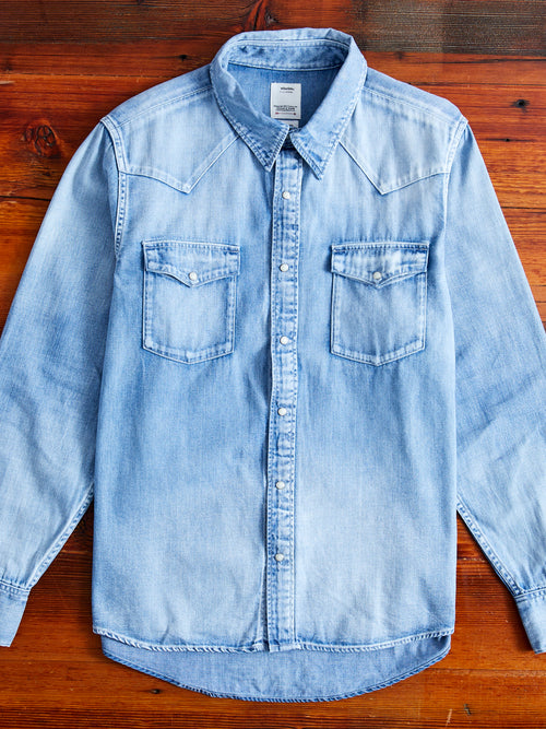 FW24 Social Sculpture Shirt Damaged in Light Indigo