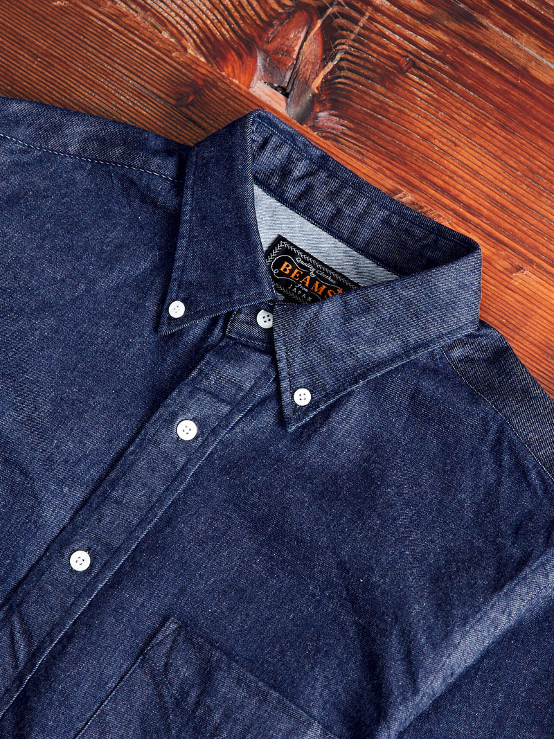 Indigo Drift Cotton Button Down Shirt