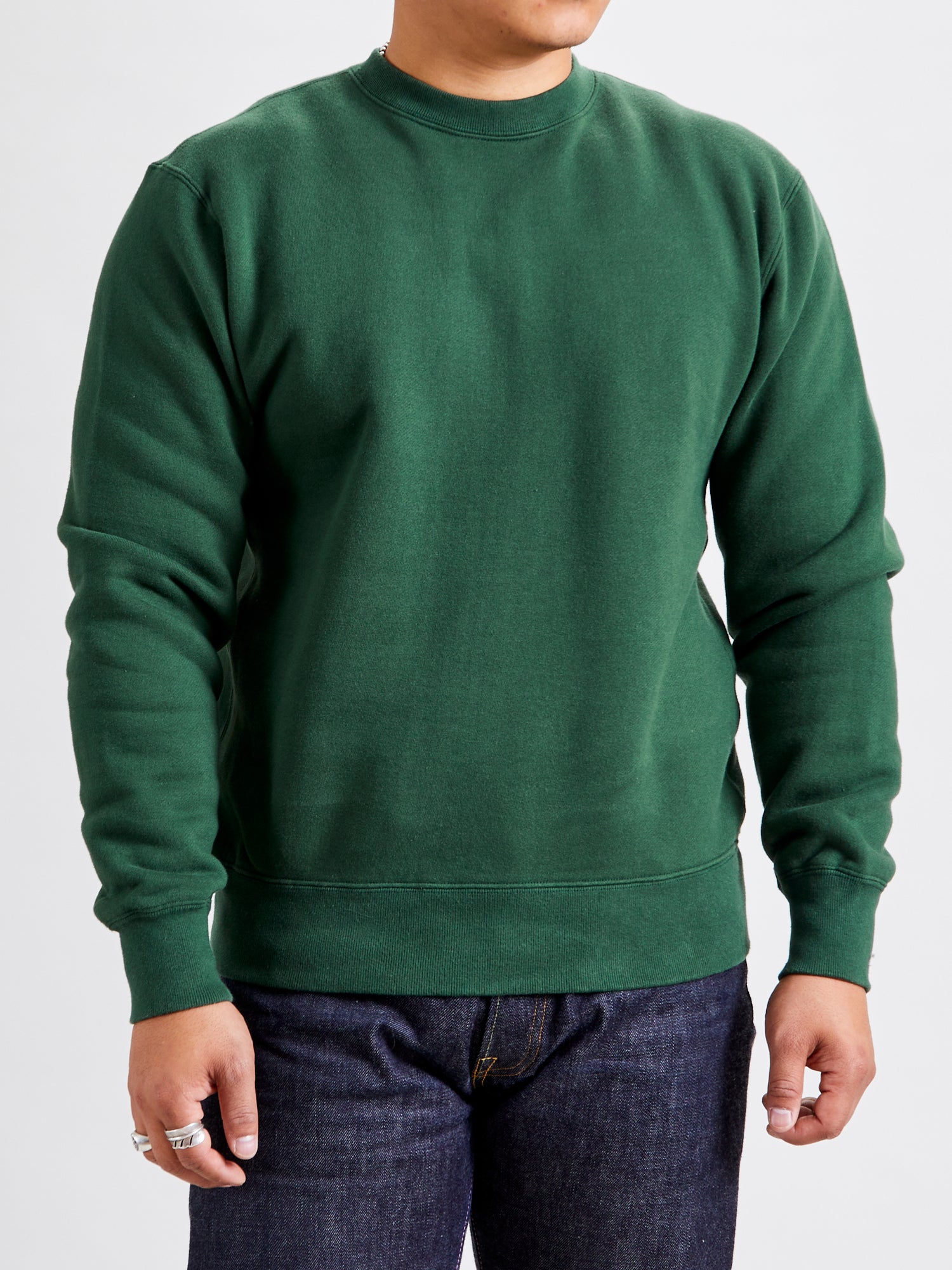 Japan-Made Fleece Crewneck in Green – Blue Owl Workshop