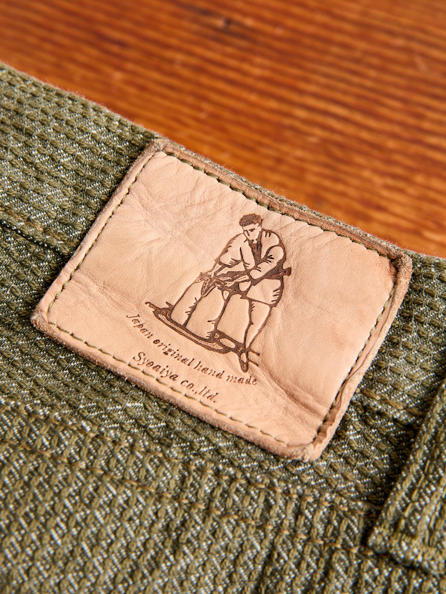 1170-2-OLV Olive Sashiko Denim - Relaxed Tapered Fit – Blue Owl