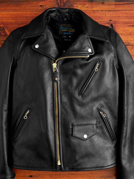 "3sixteen x Schott NYC" 20th Anniversary Horsehide Perfecto Leather Jacket in Black