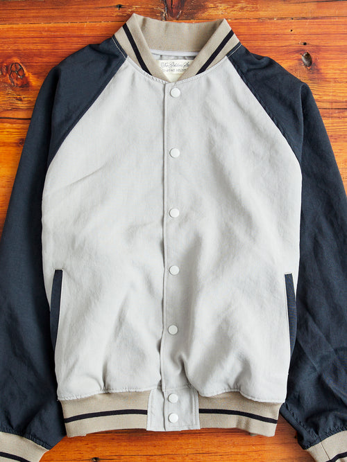 Two-Tone Baseball Jacket in Greige